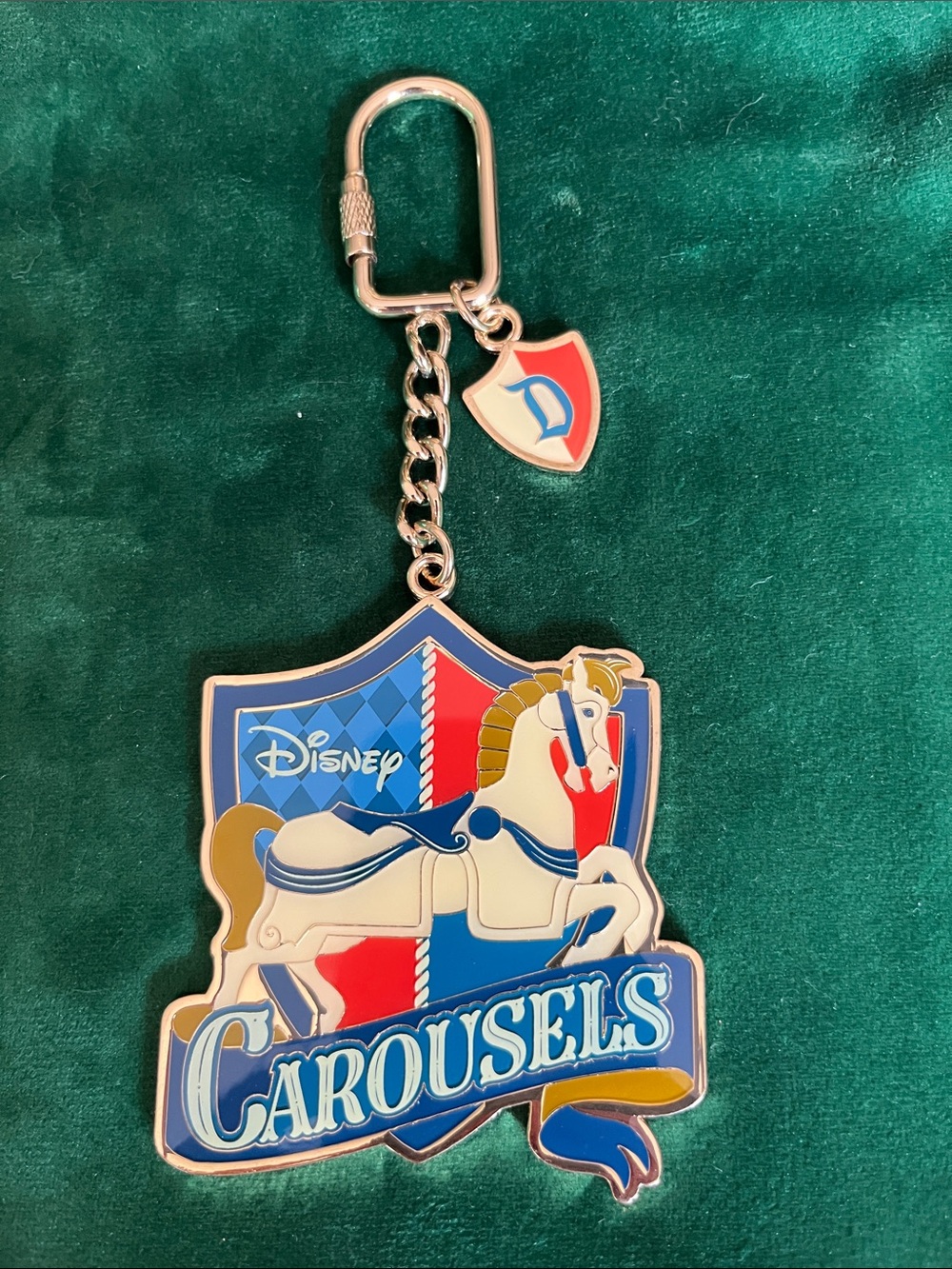 Disney Carousel Horse Keychain - Blue, Red, White & Gold